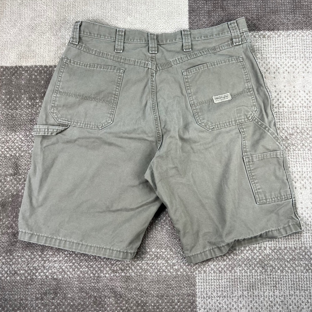 Wrangler Mens Carpenter Shorts Size 36 Green Canvas Cotton Workwear‎ - Picture 3 of 9